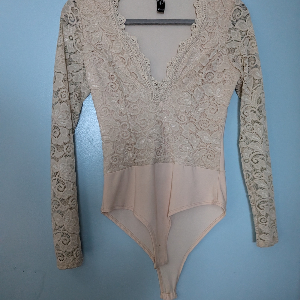 Windsor Cream Lace V-Neck Bodysuit